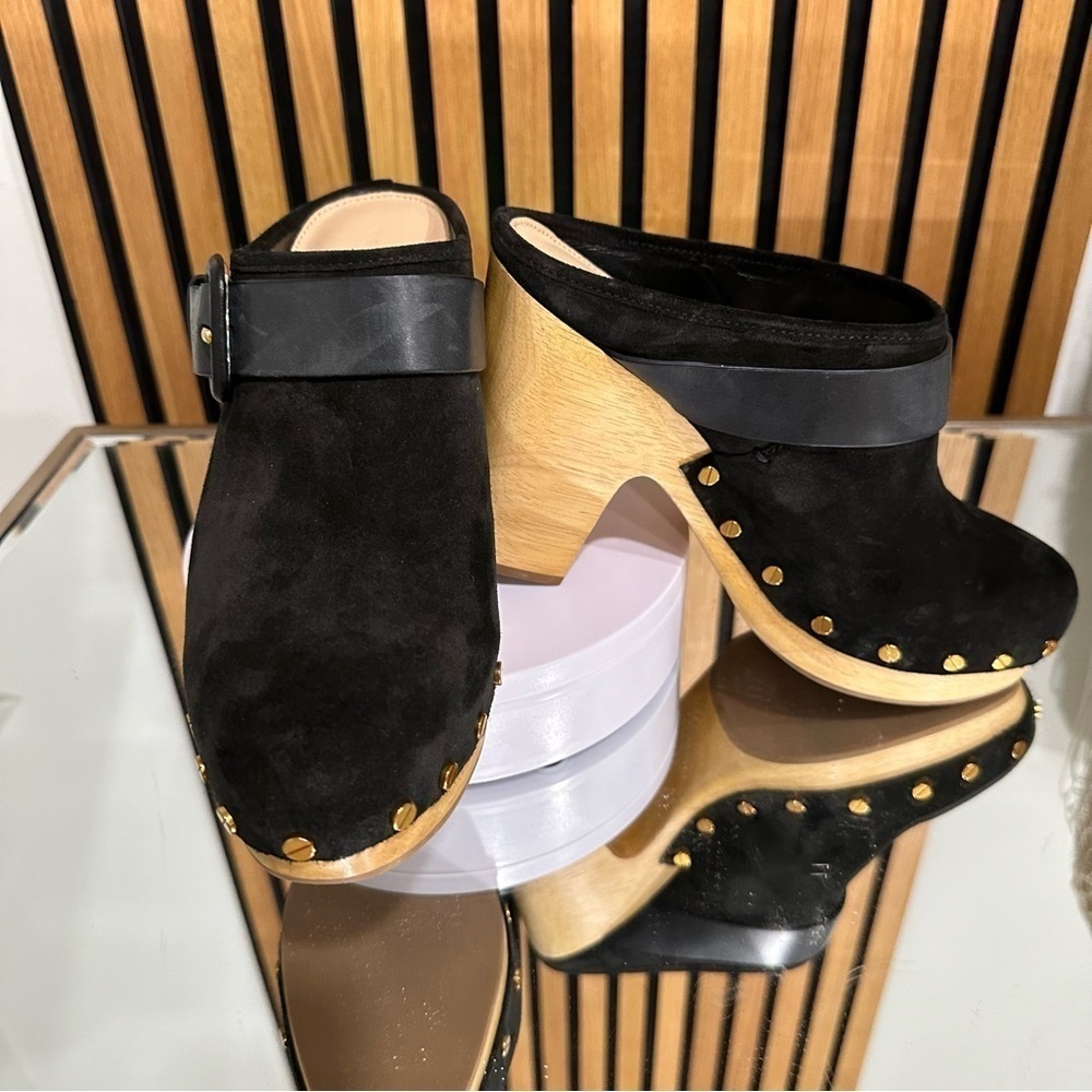 Veronica Beard Dacey Suede Studded Clogs Black Size 8.5 NEW WITHOUT TAGS - Picture 2 of 7